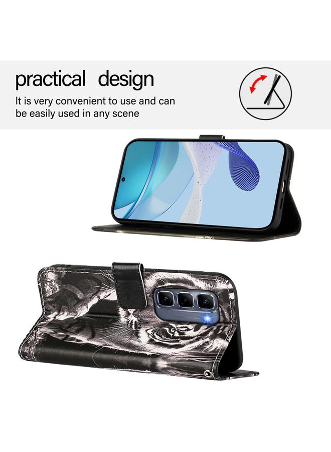 Zaboon Case For Infinix Hot 50 Pro+ 4G Colored Drawing Pattern Plain Weave Leather Phone Case - Image 4