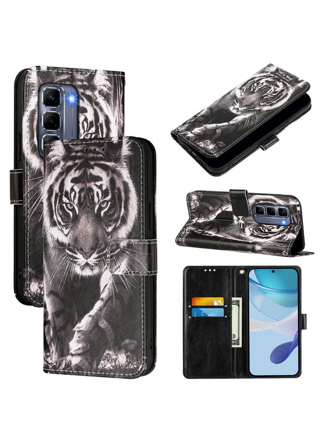 Zaboon Case For Infinix Hot 50 Pro+ 4G Colored Drawing Pattern Plain Weave Leather Phone Case - Image 1