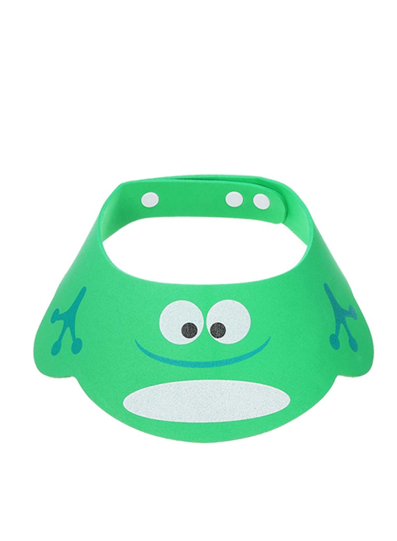 Kids Adjustable Bathing Protection Cap Cartoon Visor Shower Cap for Wash Hair (Green) - Image 1