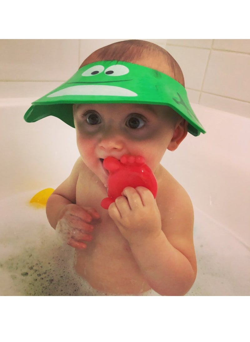 Kids Adjustable Bathing Protection Cap Cartoon Visor Shower Cap for Wash Hair (Green) - Image 4