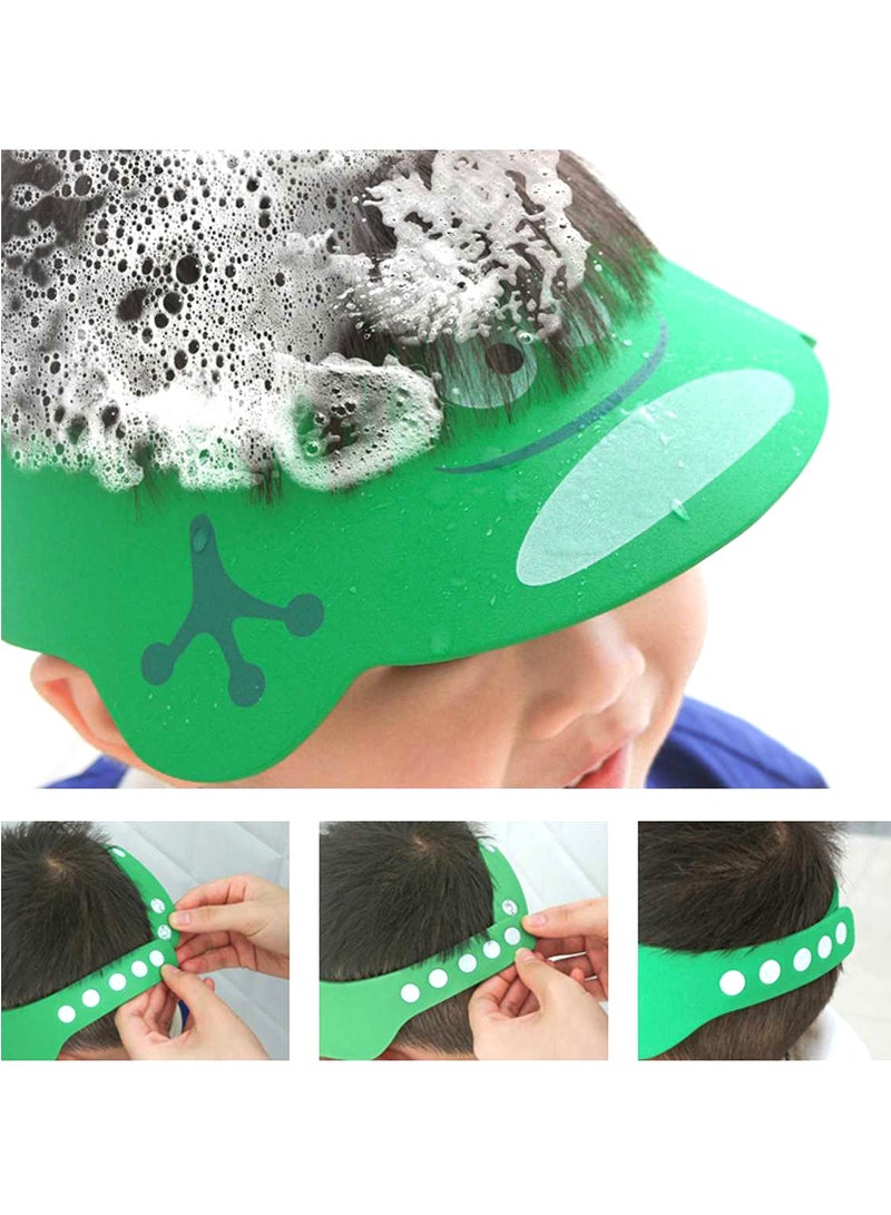 Kids Adjustable Bathing Protection Cap Cartoon Visor Shower Cap for Wash Hair (Green) - Image 2