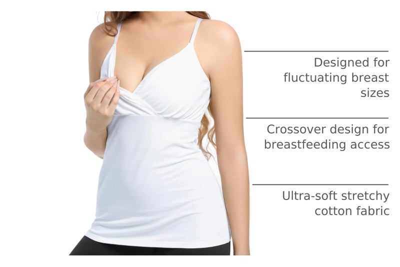 SUIEK Nursing Tops Tank Shirts Cami for Maternity and Breastfeeding (Large) - Image 4