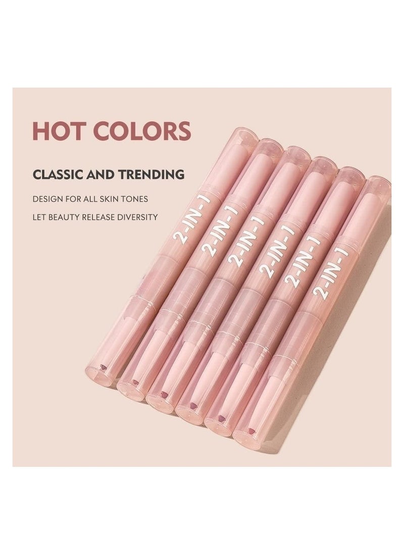 SYOSI - Lip Liner and Lipstick Set 6 Pcs Long Lasting Double Ended Lipstick Set - Image 1