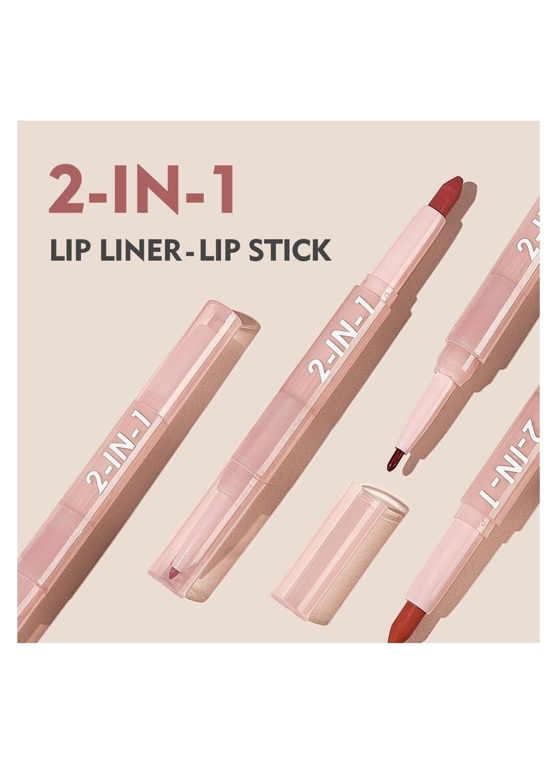 SYOSI - Lip Liner and Lipstick Set 6 Pcs Long Lasting Double Ended Lipstick Set - Image 1