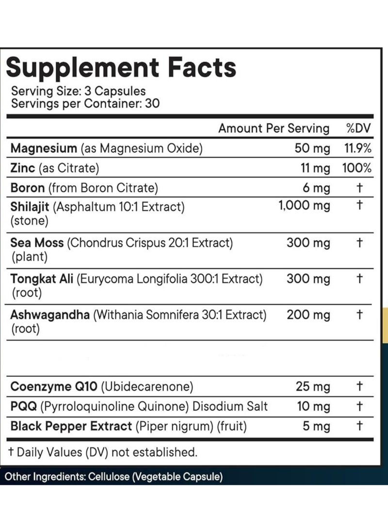 Clean Nutraceuticals - Shilajit + Sea Moss Ashwagandha, Tongkat Ali & Boron, 90 Capsules - Image 1