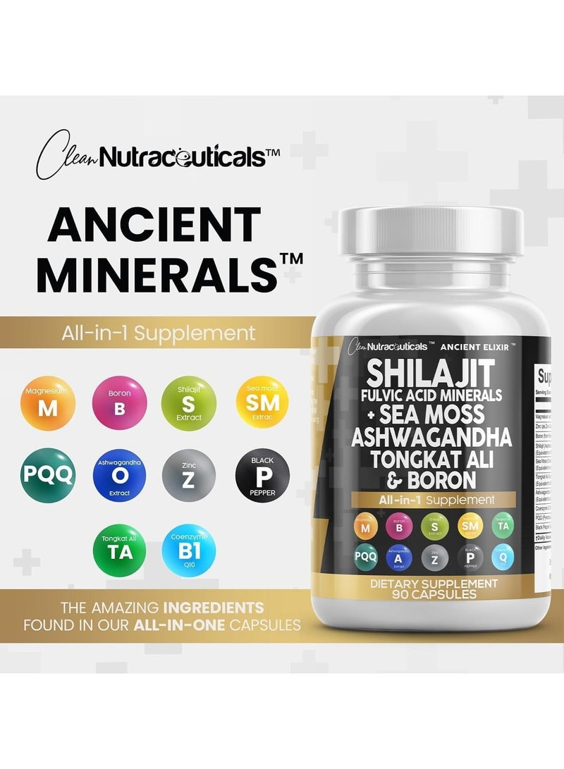 Clean Nutraceuticals Shilajit + Sea Moss Ashwagandha, Tongkat Ali & Boron, 90 Capsules - Image 5