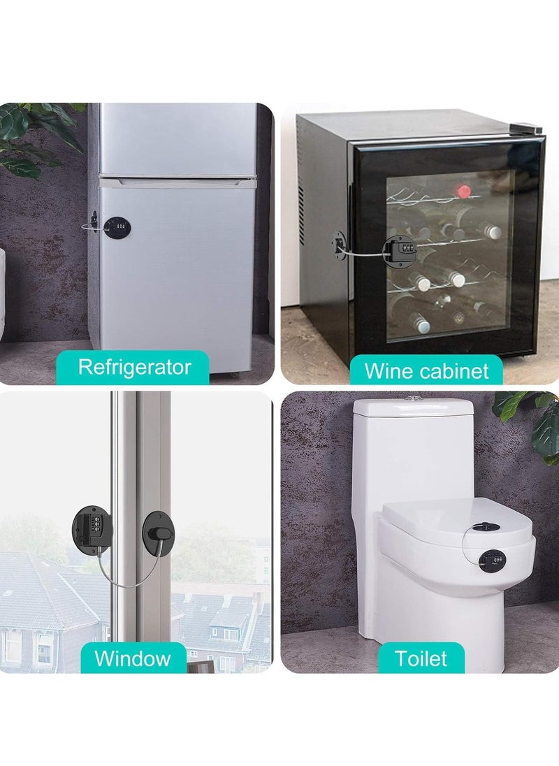 Child Safety Refrigerator Locks with 3 Digit Combination, Safety Cabinet and Drawer Locks for Kids, Easy to Install Combination Locks for Refrigerator, Cabinet and Home Security (Black)