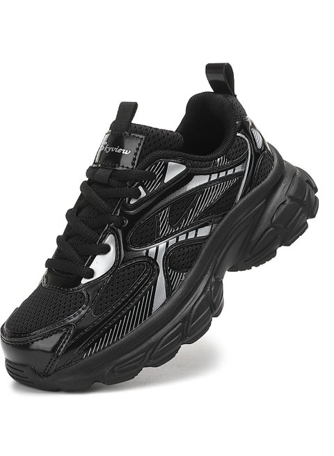 Sky View Boys Girls Shoes Kids Sneakers Tennis Running Shoes Lace-up Unisex Lightweight Breathable Walking Shoes High Quality Glossy Material Fashin Sports Shoes For Children's