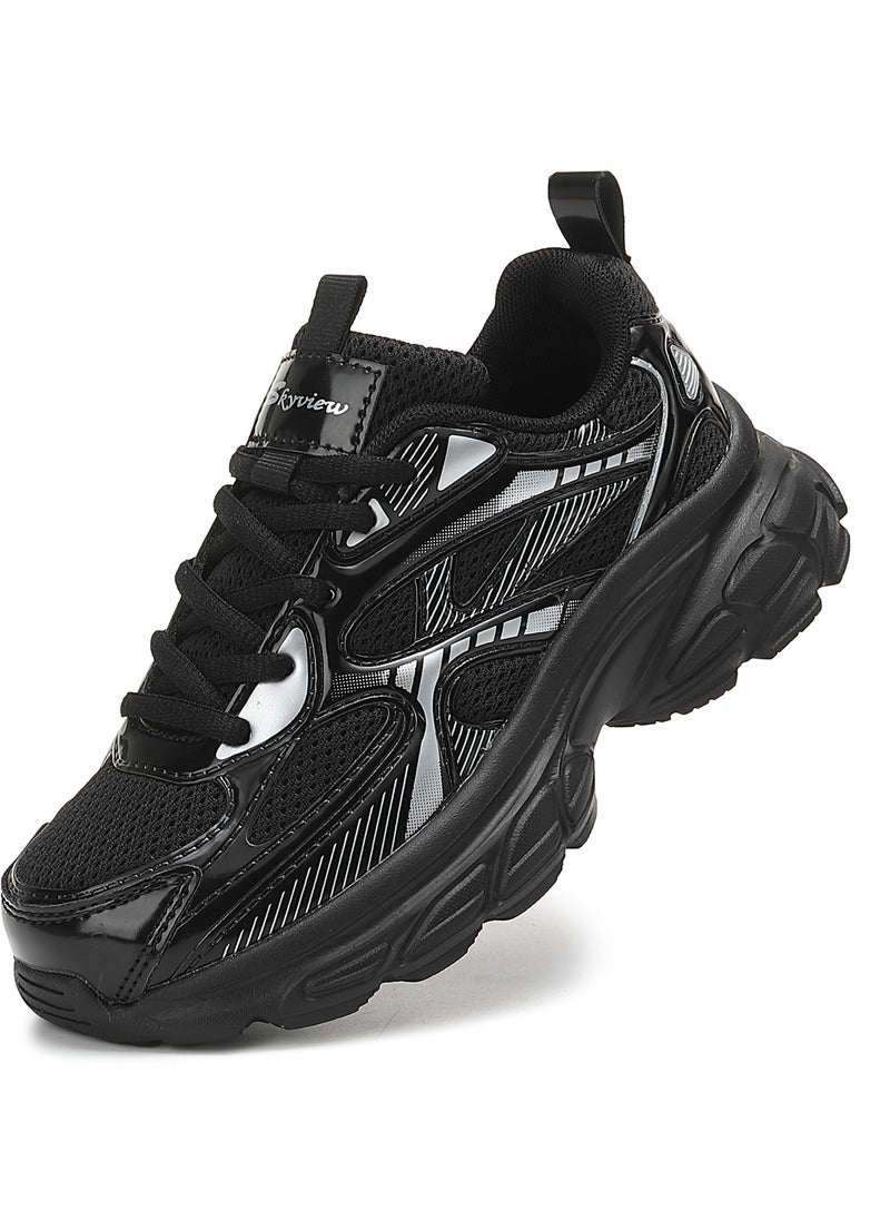 Sky View Sky View Boys Girls Shoes Kids Sneakers Tennis Running Shoes Lace-up Unisex Lightweight Breathable Walking Shoes High Quality Glossy Material Fashin Sports Shoes For Children's  - Image 1