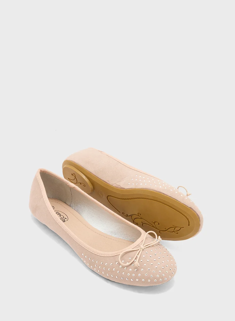 Spot-On Studded Classic Ballet Flat