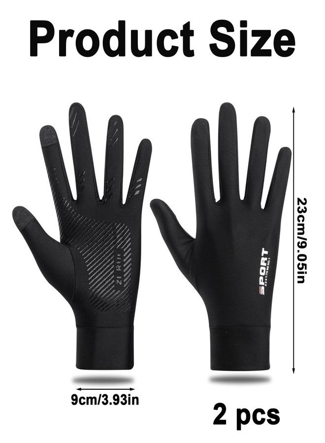 NUDFSY 2PCS Black Sun Protection Gloves - Women's Riding Gloves for Bike, UV Protection Summer Cooling - Image 2