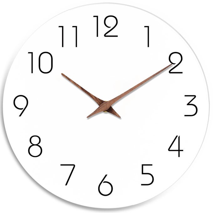 WALL CLOCK BATTERY OPERATED 8 INCH WHITE SILENT NON TICKING SIMPLE MINIMALIST WOODEN DECORATIVE FOR KITCHEN BATHROOM BEDROOM LIVING ROOM OFFICE