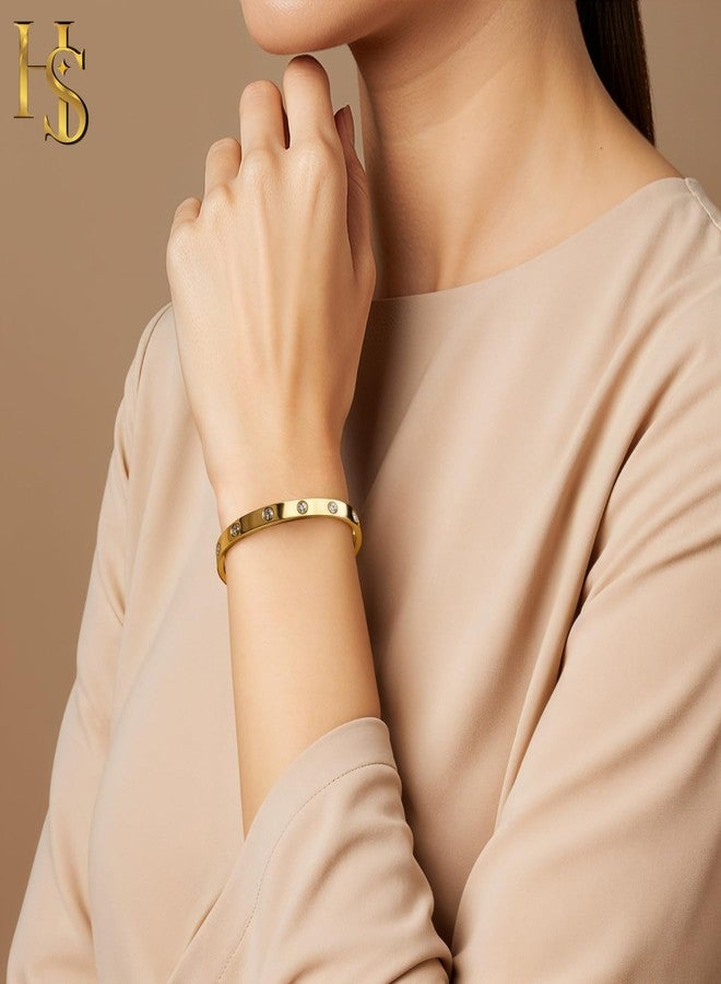 HighSpark Gold Bracelet for Women | 18K Gold Plated Stainless Steel Gold Bracelet | Lovely Gift for Women - CZ - Image 4