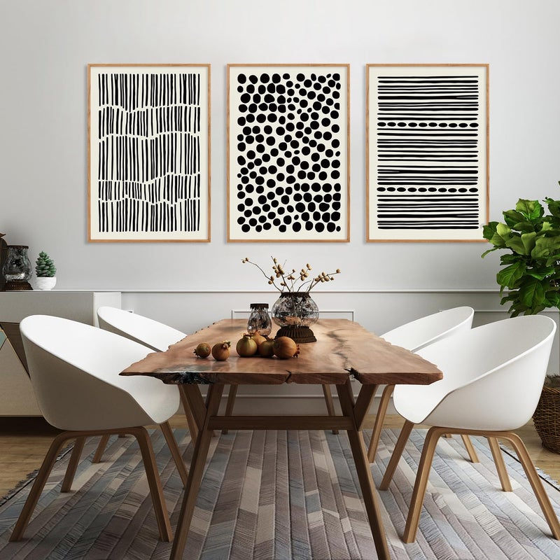 KAIRNE Black and White Boho Framed Canvas Wall Art Set, Abstract Modern Geometric Wall Decor, Minimalist Black Line Wall Painting, Modern Neutral Art Print for Living Room, Bedroom, Kitchen 24x36inch - Image 5