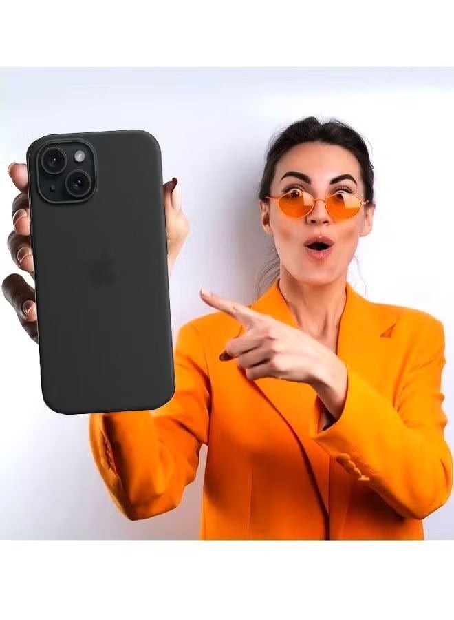 Ocean iPhone 15(6.1-inch) Silicone Case, Liquid Gel Soft Ultra-Thin Shock-Resistant Rear Cover, Full Body Protection, Easy to Remove, iPhone 15,Black - Image 5