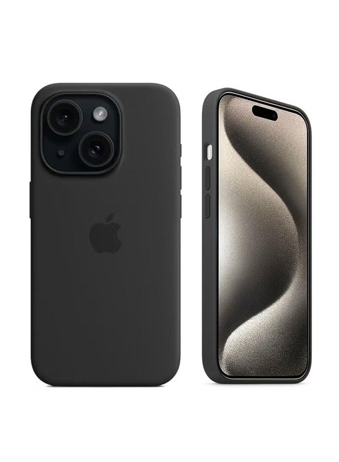 Ocean iPhone 15(6.1-inch) Silicone Case, Liquid Gel Soft Ultra-Thin Shock-Resistant Rear Cover, Full Body Protection, Easy to Remove, iPhone 15,Black - Image 1