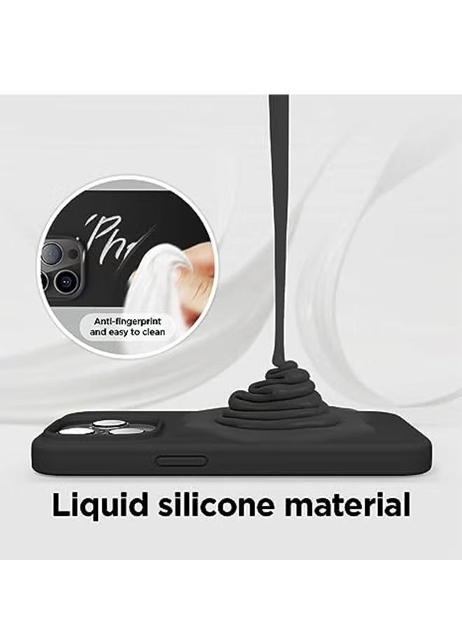 Ocean iPhone 15(6.1-inch) Silicone Case, Liquid Gel Soft Ultra-Thin Shock-Resistant Rear Cover, Full Body Protection, Easy to Remove, iPhone 15,Black - Image 4