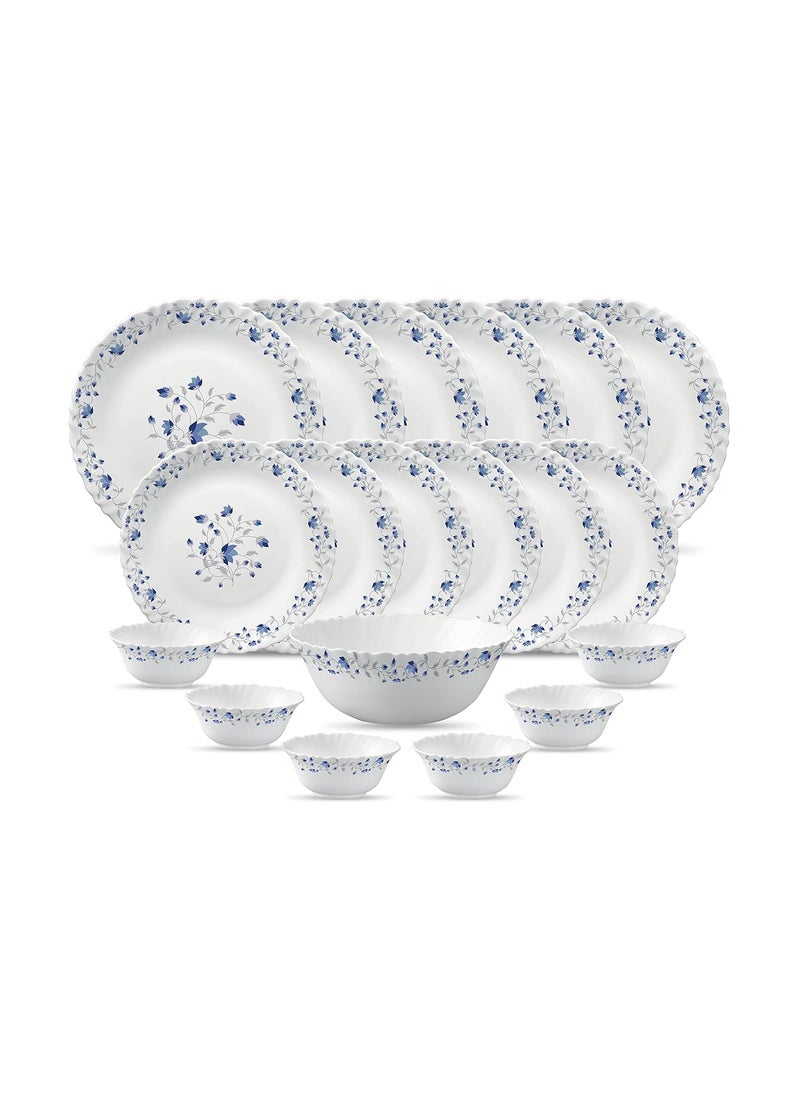 La Opala LaOpala Diva Mystique Glass Dinner Set of 19 Pieces (Blue, White)  - Image 1