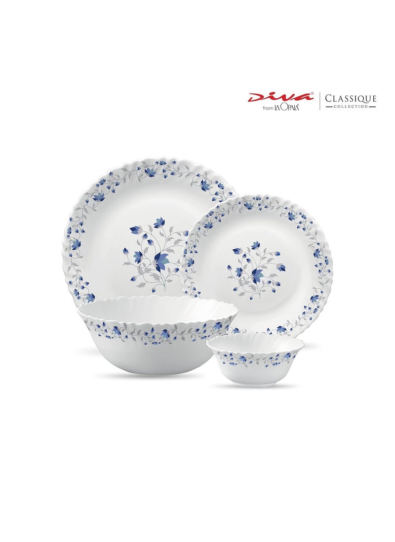 La Opala LaOpala Diva Mystique Glass Dinner Set of 19 Pieces (Blue, White)  - Image 2