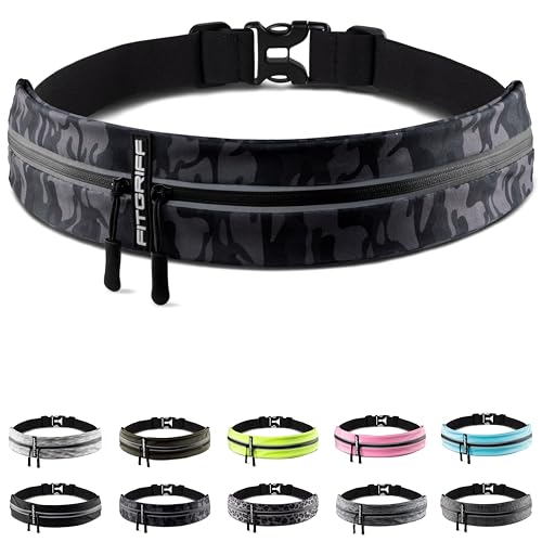 Fitgriff® Running Belt for Men & Women - Secure Jogging Pouch for Phone, Keys & Essentials - For All Cell Phones (Camo-Black, 24.5" - 35.5" Waist Size) - Image 1