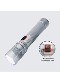RENMAX RENMAX Bright Beam Focus Zoom Torch Rainproof Rechargeable 2000mAh Liion Battery Annodised Metal Body 1 Pc 15 CM Silver 800 Lumen 4Modes Zoom Removable Battery  - Image 4