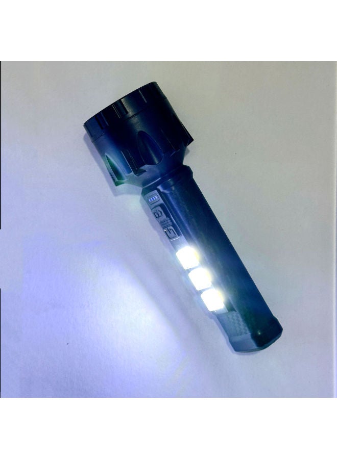 Led Multi-function Flashlight COB Side Light Outdoor Portable Home USB Rechargeable Flashlight-Color:Black  - Image 3