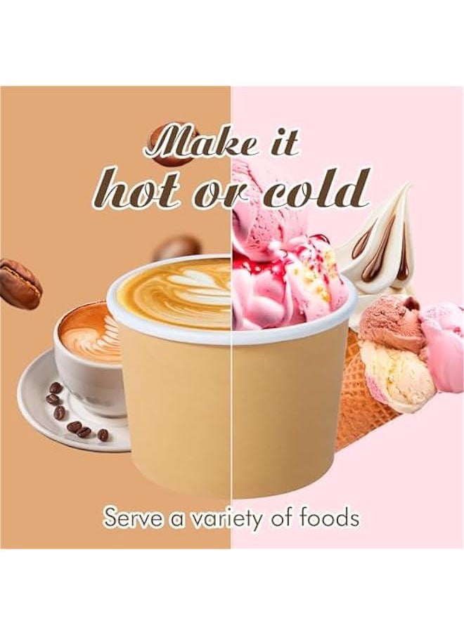 Arabest - Pack of 100 8oz Paper Ice Cream Cups with Mini Wooden Spoons for Hot and Cold Treats such as Sundae, Frozen Yogurt, and Soup. - Image 1