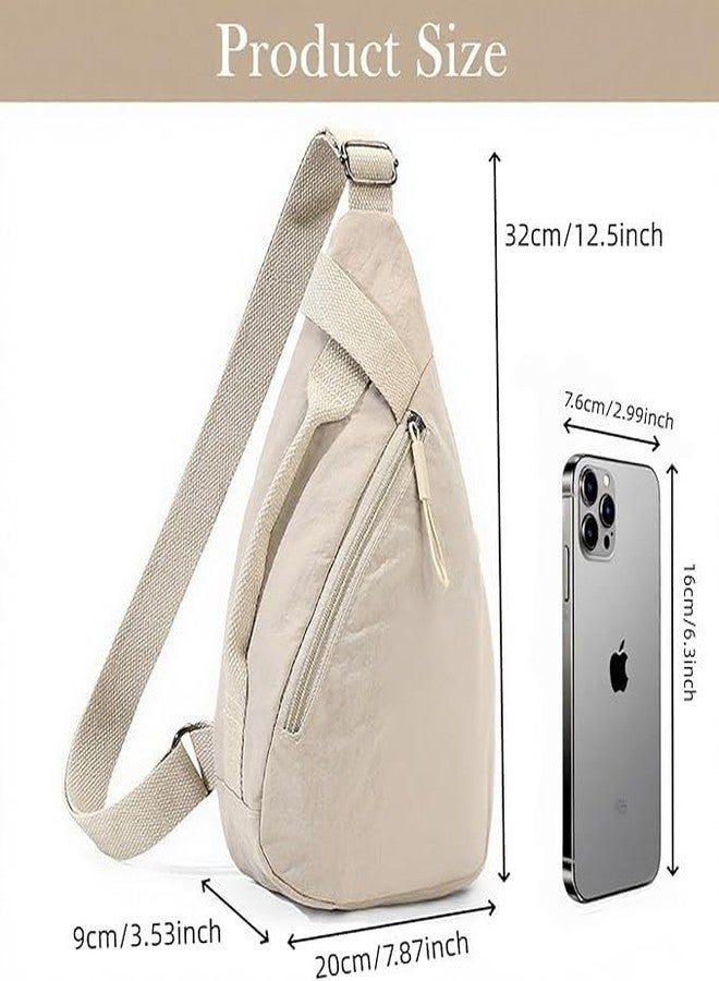KHOLAD Casual Sling Bag, Shoulder Bag for Men and Women | Lightweight Crossbody Chest Bag | Travel Bag for Daily Commute and Outdoor Activities | Off White - Image 2