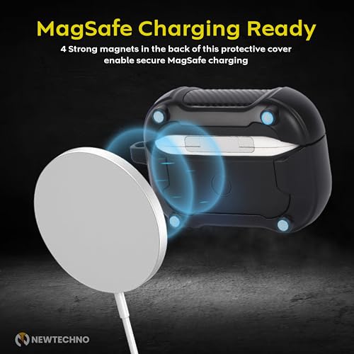 NEWTECHNO Compatible for AirPods Pro 2 Case with Mag-Safe, Wireless Charging, Powerful Drop Protection, Magnetic Tough Cover for AirPods Pro 1st/2nd Generation(2023/2022/2019), N-Series Black - Image 2