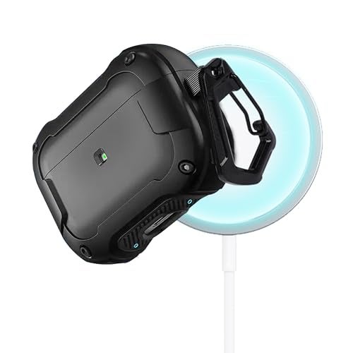NEWTECHNO Compatible for AirPods Pro 2 Case with Mag-Safe, Wireless Charging, Powerful Drop Protection, Magnetic Tough Cover for AirPods Pro 1st/2nd Generation(2023/2022/2019), N-Series Black - Image 1