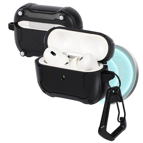 NEWTECHNO Compatible for AirPods Pro 2 Case with Mag-Safe, Wireless Charging, Powerful Drop Protection, Magnetic Tough Cover for AirPods Pro 1st/2nd Generation(2023/2022/2019), N-Series Black - Image 3