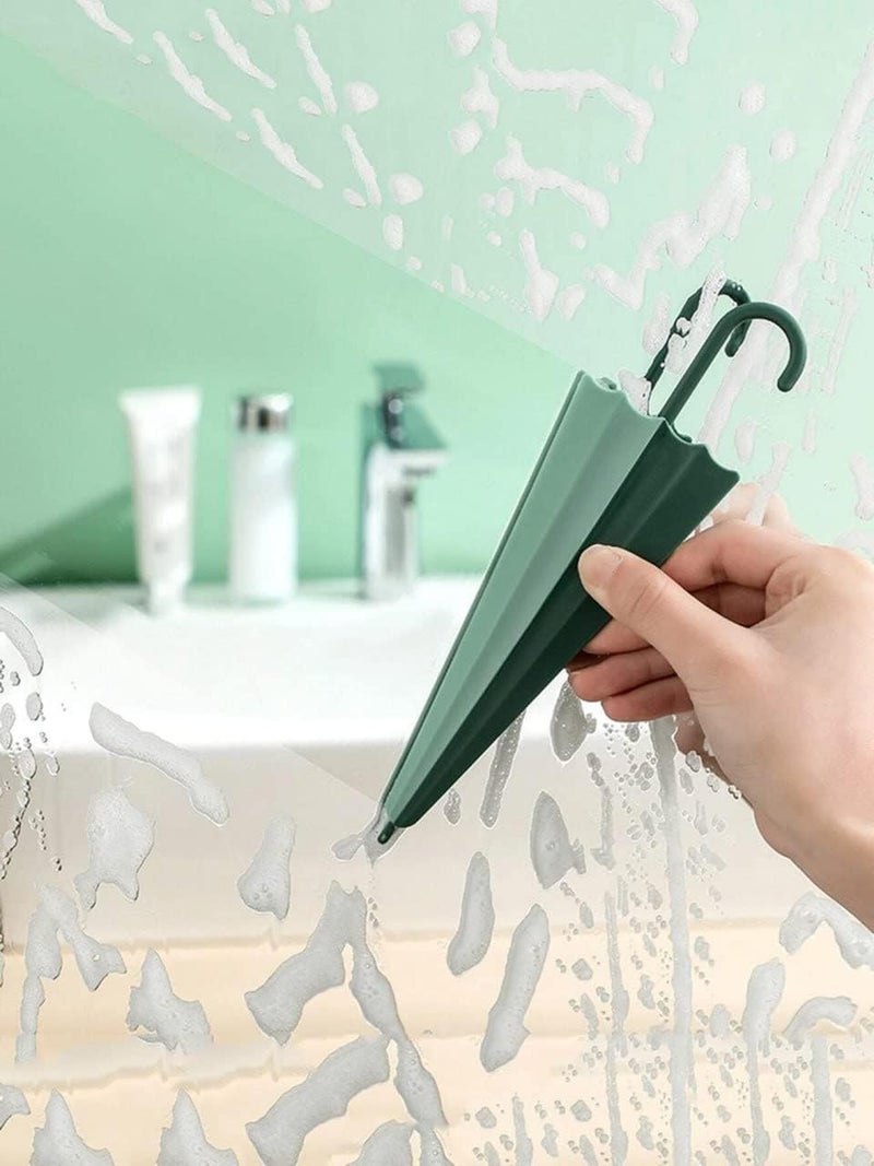 Primwand Mini UmbrellaShaped Glass Wiper 2in1 Window Mirror Cleaning Tool with Hook Compact Scraper for Bathroom Sink Countertops More - Image 1