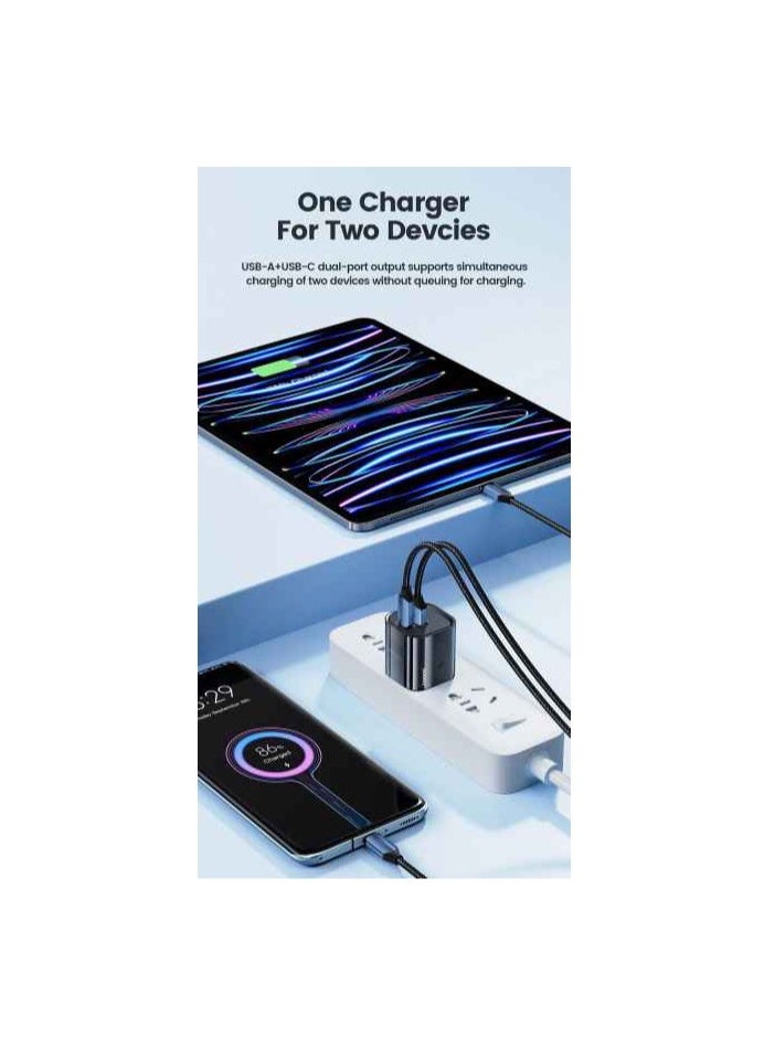 toocki - Toocki GaN Dual-Port Charger (White), Ultra-Compact 33W USB-A+USB-C Power Delivery Wall Charger with Fast PD+QC, Adaptive Smart Charging and Short-Circuit Protection - Image 1