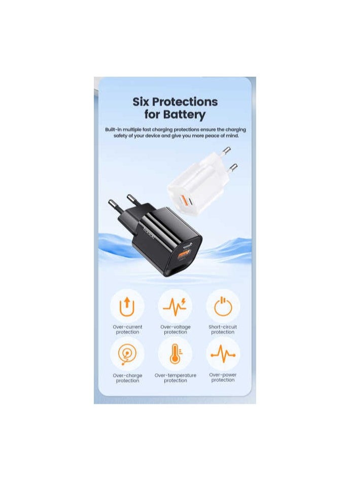 toocki - Toocki GaN Dual-Port Charger (White), Ultra-Compact 33W USB-A+USB-C Power Delivery Wall Charger with Fast PD+QC, Adaptive Smart Charging and Short-Circuit Protection - Image 1