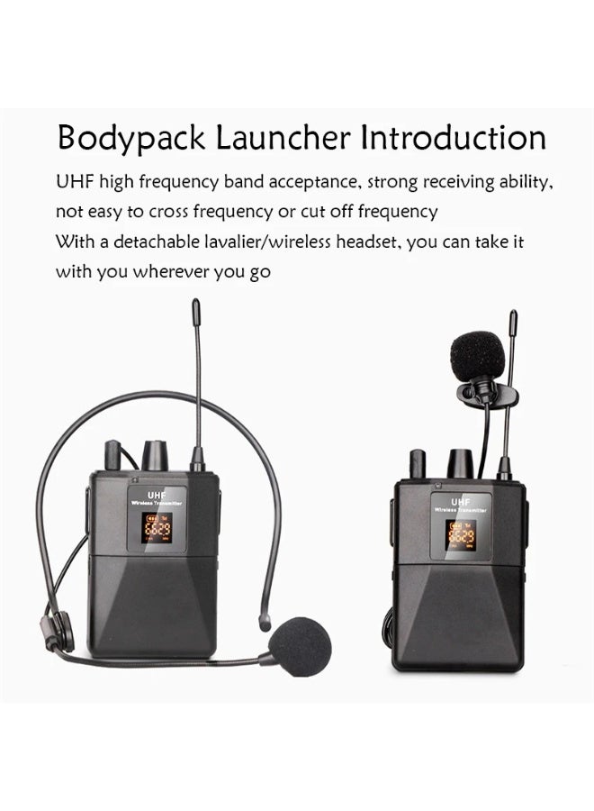نظام الميكروفون اللاسلكي ZFSZ Professional 2.4G - ميكروفون طوقي محمول فردي مع جهاز إرسال صغير الحجم، وشاشة LCD برتقالية مضيئة، ومستقبل صغير يعمل بمجرد التوصيل، مناسب لمدونات الفيديو والمقابلات والخطب - Image 4