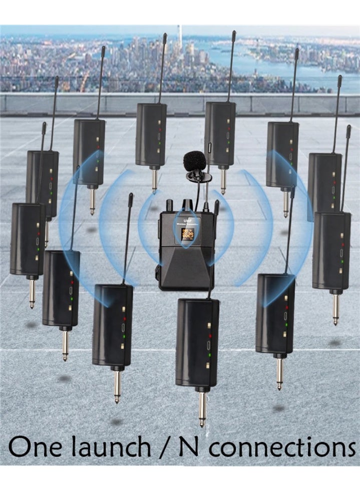 نظام الميكروفون اللاسلكي ZFSZ Professional 2.4G - ميكروفون طوقي محمول فردي مع جهاز إرسال صغير الحجم، وشاشة LCD برتقالية مضيئة، ومستقبل صغير يعمل بمجرد التوصيل، مناسب لمدونات الفيديو والمقابلات والخطب - Image 2