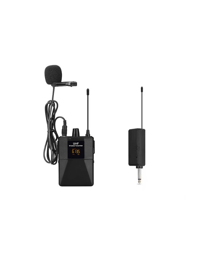 نظام الميكروفون اللاسلكي ZFSZ Professional 2.4G - ميكروفون طوقي محمول فردي مع جهاز إرسال صغير الحجم، وشاشة LCD برتقالية مضيئة، ومستقبل صغير يعمل بمجرد التوصيل، مناسب لمدونات الفيديو والمقابلات والخطب - Image 1
