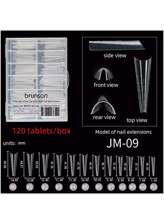 brunson أشكال أظافر مزدوجة لجيل البولي الممتد نصائح مزيفة مسبقة الشكل مع مقياس 120 قطعة أداة مانيكير لتمديد الأظافر قوالب نصائح الأظافر أظافر أكريليك أظافر مزيفة أداة مانيكير - Image 2