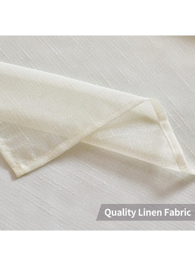 MIULEE 2 Panels Natural Linen Look Textured Sheer Curtains Elegant Solid Ivory Drapes Grommet Top Window Voile Panels for Bedroom Living Room 52X84 Inch - Image 5