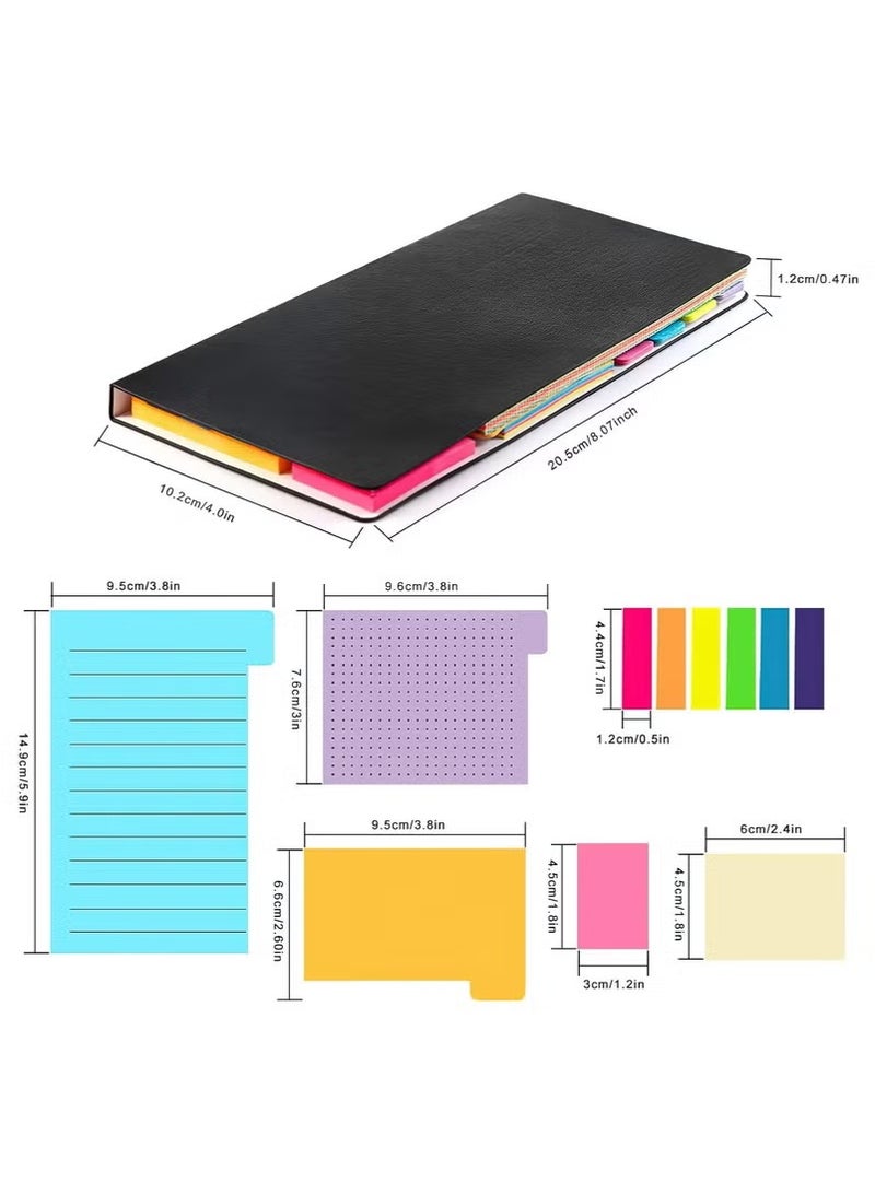 Generic Portable Sticky Notes Set with PU Cover – 6 Sizes All-in-One Memo Organizer  - Image 1