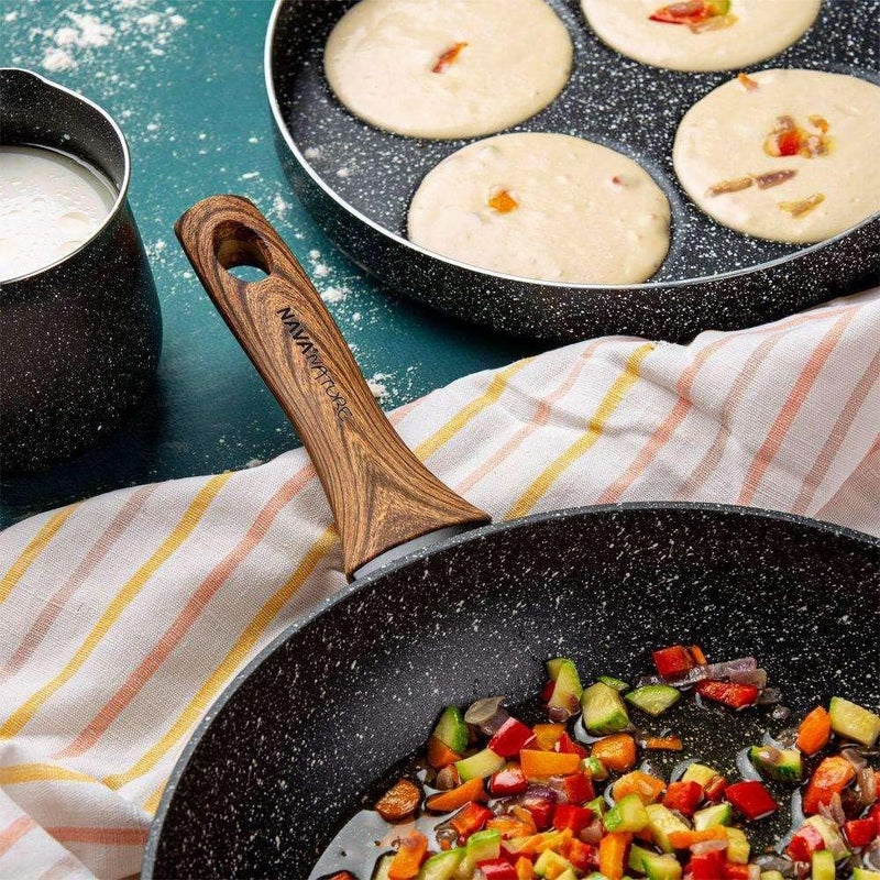 NAVA Nature Non Stick Frying Pan, Aluminium Cooking Pan with Scratch Resistant Stone Coating and Heat Proof Handle, PFOA Free, Induction Compatible, 28cm Size - Image 4