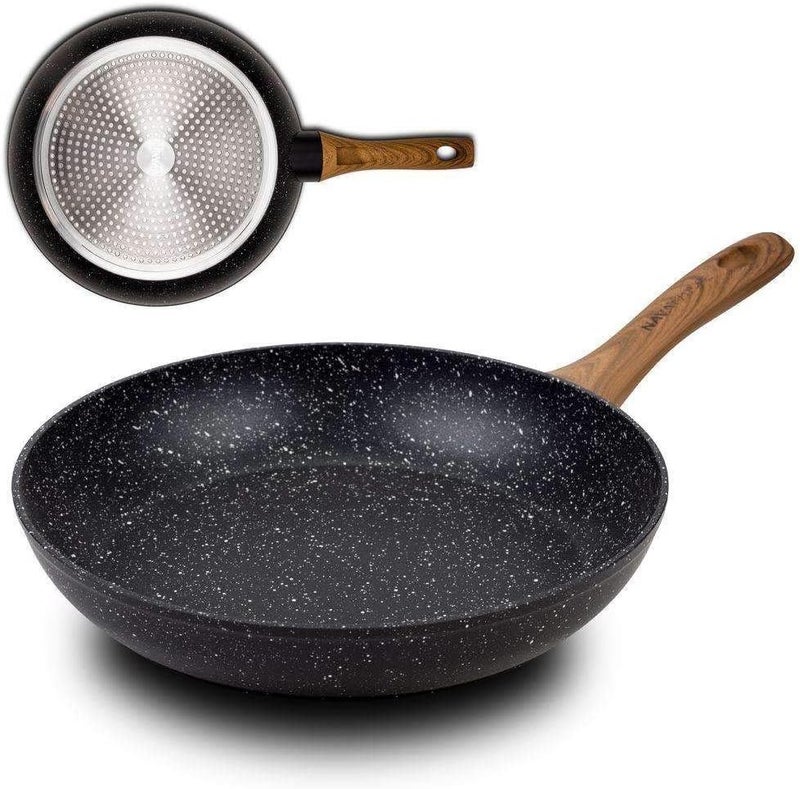 NAVA Nature Non Stick Frying Pan, Aluminium Cooking Pan with Scratch Resistant Stone Coating and Heat Proof Handle, PFOA Free, Induction Compatible, 28cm Size - Image 1