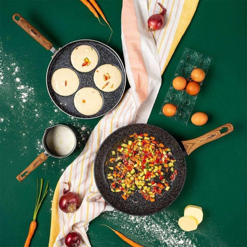 NAVA Nature Non Stick Frying Pan, Aluminium Cooking Pan with Scratch Resistant Stone Coating and Heat Proof Handle, PFOA Free, Induction Compatible, 28cm Size - Image 5