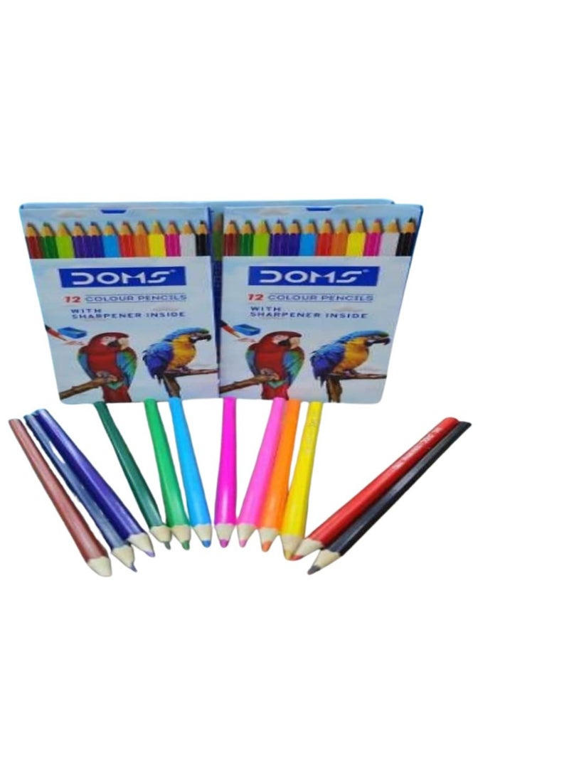 دومس ألوان خشب كبيرة علبة 12 قلم – ألوان زاهية ورسومات أوضح للأطفال