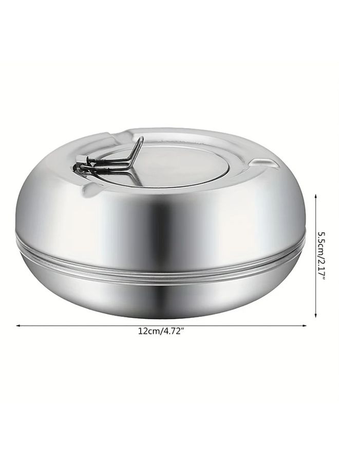 Windproof Stainless Steel Ashtray With Lid Rust Resistant Dishwasher Safe Round Design 1pc - Image 4