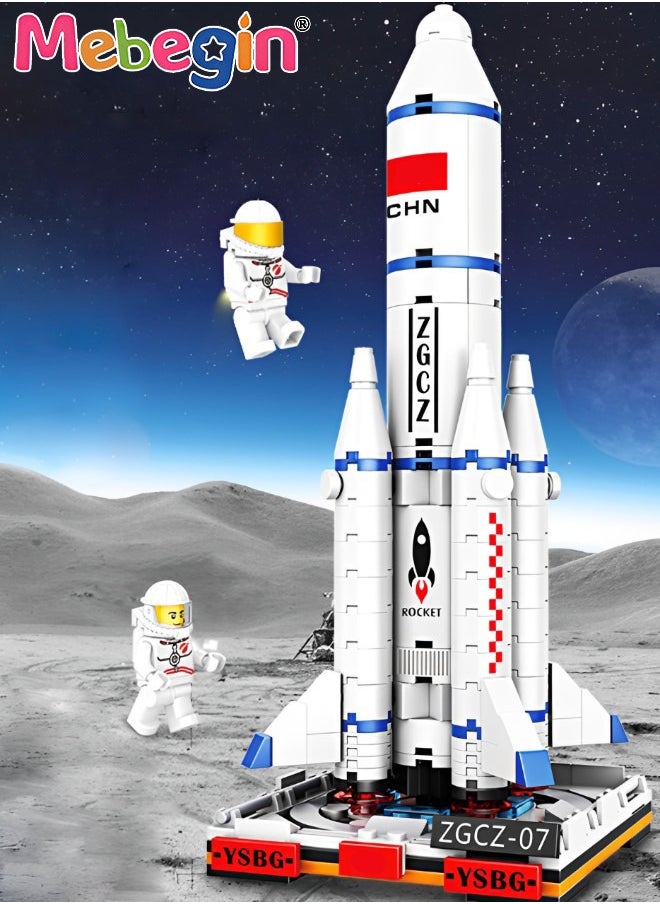MEBEGIN 303PCS Rocket Launch Building Blocks Set with 2 Mini Astronauts, Space Rocket Launch Center Building Kit, STEM Toys, DIY Assembled Stacking Blocks Toys, Great Educational Toy, Idea for Home and Office Decor, Creative Collectible Gift for Kids, 9.6*9.5*24cm  - Image 1