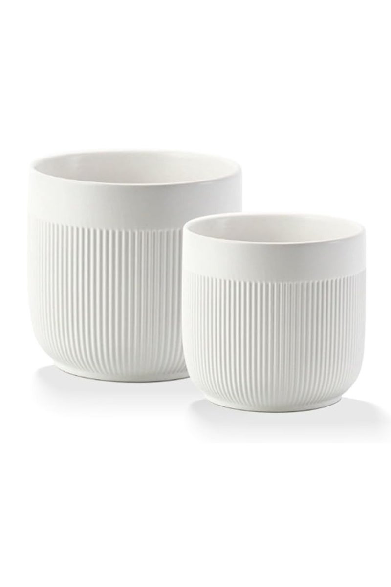 BIG MAX Ceramic 21.8*19cm Planters for Atificial Plants, Modern Home and Office Flowerpot, Indoor and Outdoor Flowerpot with Drainage Hole (White) - Image 1