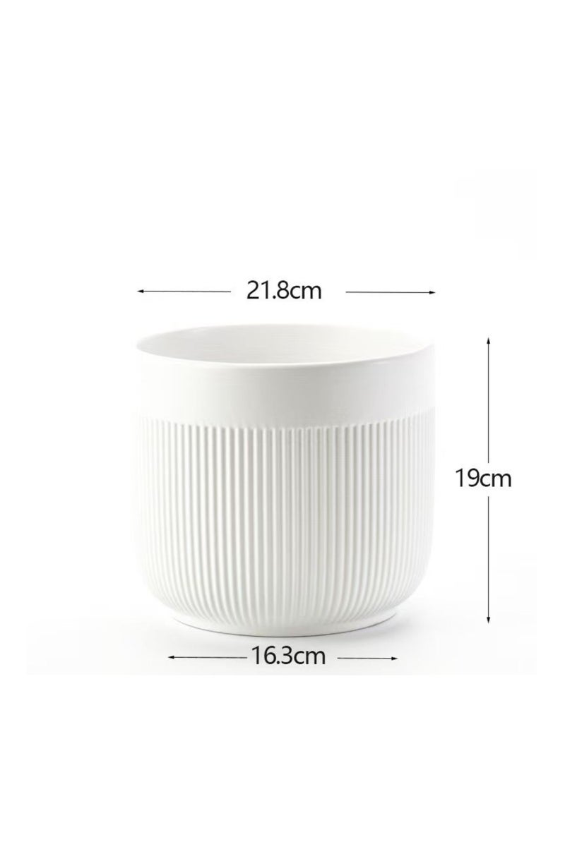 BIG MAX Ceramic 21.8*19cm Planters for Atificial Plants, Modern Home and Office Flowerpot, Indoor and Outdoor Flowerpot with Drainage Hole (White) - Image 2