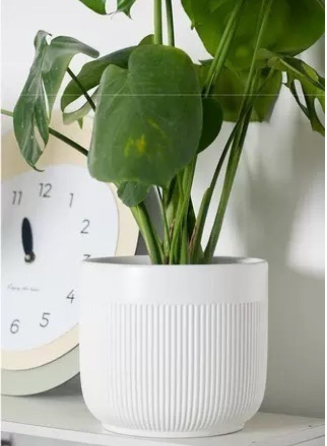 BIG MAX Ceramic 21.8*19cm Planters for Atificial Plants, Modern Home and Office Flowerpot, Indoor and Outdoor Flowerpot with Drainage Hole (White) - Image 5