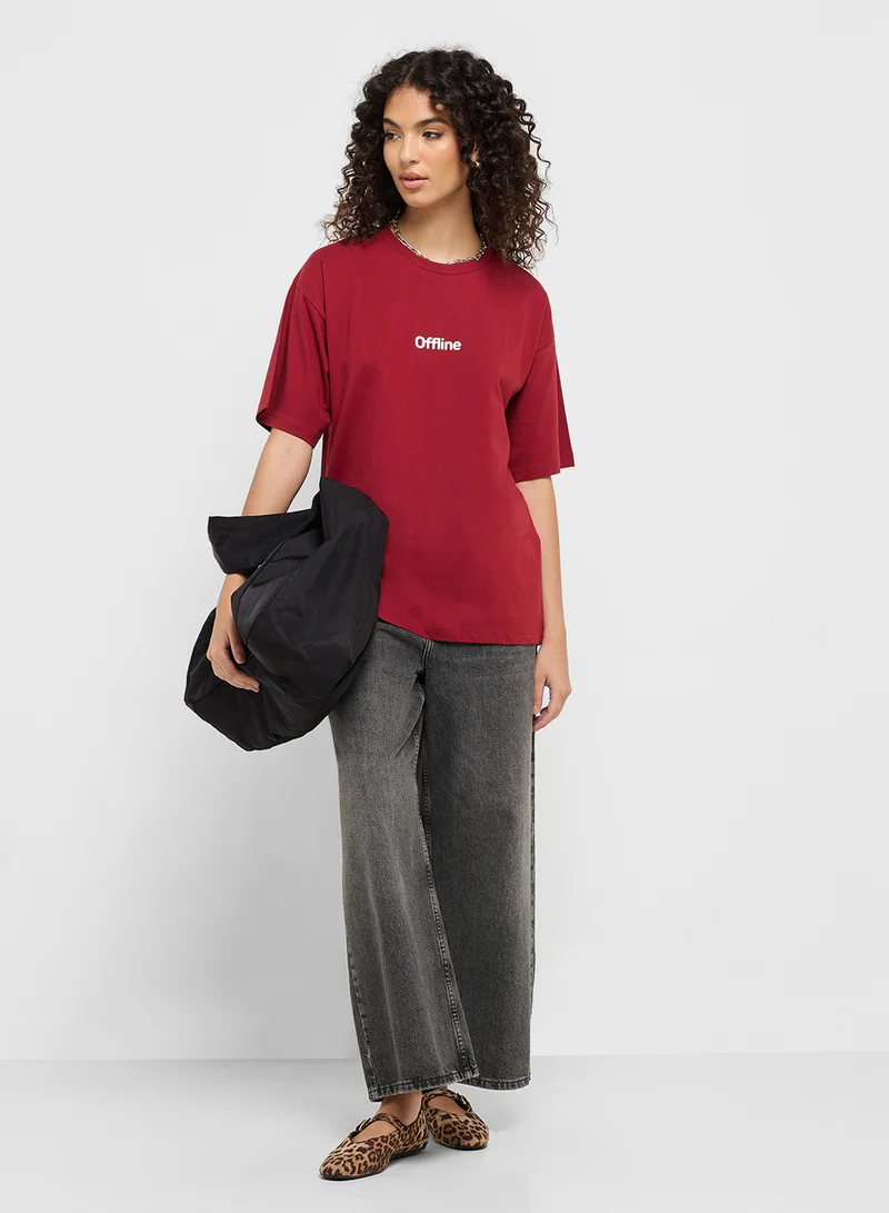 Ginger Crew Neck Slogan T-Shirt